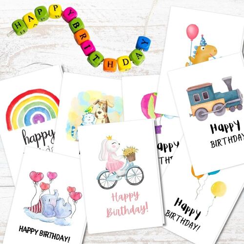 Handmade Eco Friendly | Plantable Seed or Organic Material Paper Birthday Cards Children's Birthday Cards Pack of 5