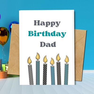 Handmade Eco Friendly | Plantable Seed or Organic Material Paper Birthday Cards Candles for Dad Single Card
