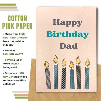 Fait à la main respectueux de l'environnement | Lot de 8 cartes d'anniversaire en papier à planter ou en matériau organique Bougies pour papa 10
