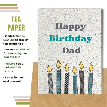 Fait à la main respectueux de l'environnement | Lot de 8 cartes d'anniversaire en papier à planter ou en matériau organique Bougies pour papa 16