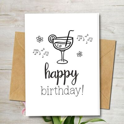 Handmade Eco Friendly | Plantable Seed or Organic Material Paper Birthday Cards Cheers Single Card