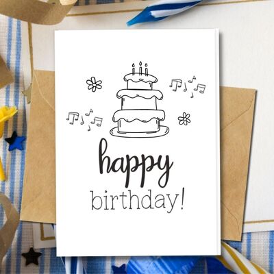 Handmade Eco Friendly | Plantable Seed or Organic Material Paper Birthday Cards Delicious Birthday Single Card
