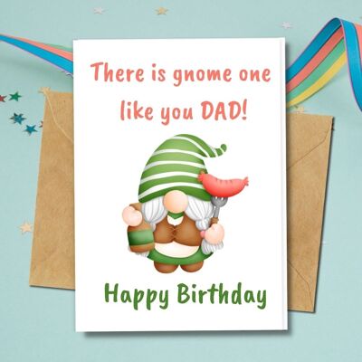 Handmade Eco Friendly | Plantable Seed or Organic Material Paper Birthday Cards Dad Gnome Pack of 5