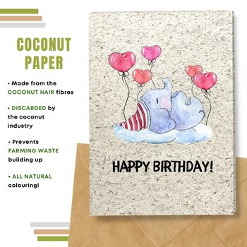 Fait à la main respectueux de l'environnement | Graines plantables ou cartes d'anniversaire en papier de matière organique Elephant&Hearts Single Card 8