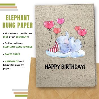 Fait à la main respectueux de l'environnement | Graines plantables ou cartes d'anniversaire en papier de matière organique Elephant&Hearts Single Card 9