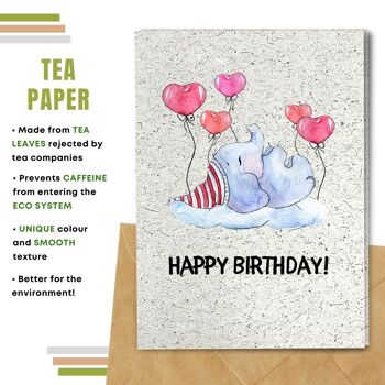 Fait à la main respectueux de l'environnement | Graines plantables ou cartes d'anniversaire en papier de matière organique Elephant&Hearts Single Card 10