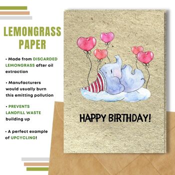 Fait à la main respectueux de l'environnement | Graines plantables ou cartes d'anniversaire en papier de matière organique Elephant&Hearts Single Card 11