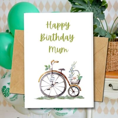 Handmade Eco Friendly | Plantable Seed or Organic Material Paper Birthday Cards Flower Cycle For Mum Single Card