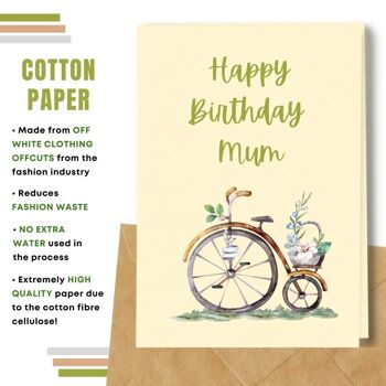 Fait à la main respectueux de l'environnement | Lot de 5 cartes d'anniversaire en papier à planter ou en matériau organique Cycle de fleurs pour maman 3
