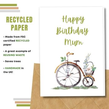 Fait à la main respectueux de l'environnement | Lot de 5 cartes d'anniversaire en papier à planter ou en matériau organique Cycle de fleurs pour maman 6