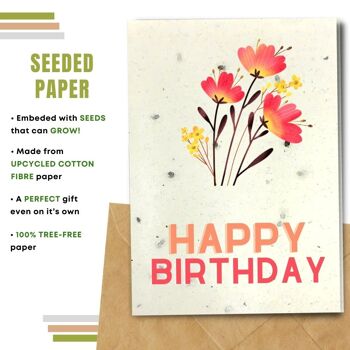 Fait à la main respectueux de l'environnement | Graines plantables ou cartes d'anniversaire en papier de matière organique Field Wishes Single Card 2