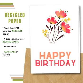 Fait à la main respectueux de l'environnement | Graines plantables ou cartes d'anniversaire en papier de matière organique Field Wishes Single Card 8
