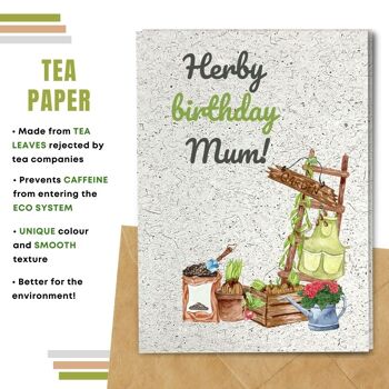 Fait à la main respectueux de l'environnement | Graines plantables ou cartes d'anniversaire en papier de matière organique Herby Birthday Mum Single Card 5