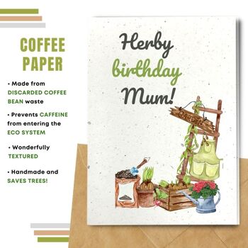 Fait à la main respectueux de l'environnement | Graines plantables ou cartes d'anniversaire en papier de matière organique Herby Birthday Mum Single Card 9