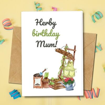 Ecológico hecho a mano | Semillas Plantables o Material Orgánico Tarjetas de Cumpleaños de Papel Herby Birthday Mum Pack de 5
