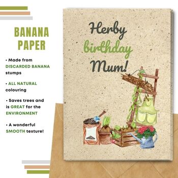 Fait à la main respectueux de l'environnement | Lot de 5 cartes d'anniversaire en papier pour graines à planter ou matières organiques Herby Birthday Mum 3