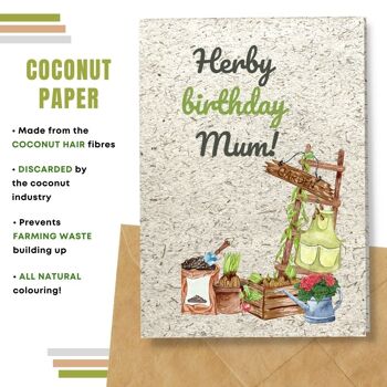 Fait à la main respectueux de l'environnement | Lot de 5 cartes d'anniversaire en papier pour graines à planter ou matières organiques Herby Birthday Mum 5