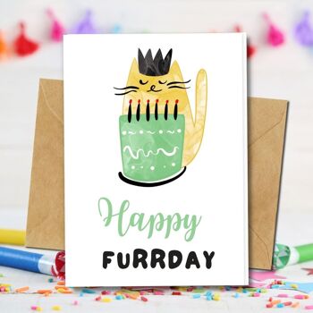 Fait à la main respectueux de l'environnement | Graines plantables ou cartes d'anniversaire en papier de matière organique Happy Furrday Single Card 1