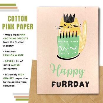 Fait à la main respectueux de l'environnement | Lot de 5 cartes d'anniversaire en papier pour graines à planter ou matériau organique Happy Furrday 3
