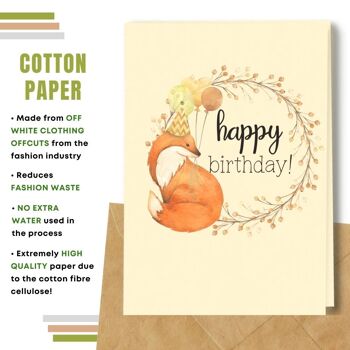 Fait à la main respectueux de l'environnement | Graines plantables ou cartes d'anniversaire en papier de matière organique Happy Fox Single Card 3