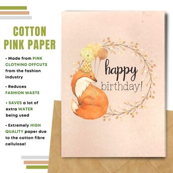 Fait à la main respectueux de l'environnement | Graines plantables ou cartes d'anniversaire en papier de matière organique Happy Fox Single Card 8