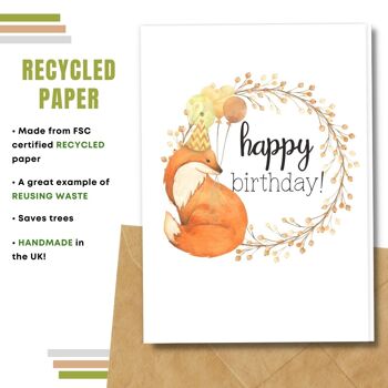 Fait à la main respectueux de l'environnement | Graines plantables ou cartes d'anniversaire en papier de matière organique Happy Fox Single Card 9