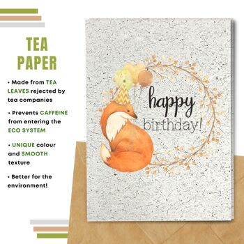 Fait à la main respectueux de l'environnement | Graines plantables ou cartes d'anniversaire en papier de matière organique Happy Fox Single Card 11