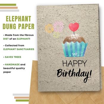 Fait à la main respectueux de l'environnement | Lot de 5 cartes d'anniversaire en papier pour graines à planter ou matériau organique Happy Muffin 9