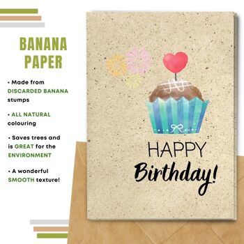 Fait à la main respectueux de l'environnement | Lot de 5 cartes d'anniversaire en papier pour graines à planter ou matériau organique Happy Muffin 10