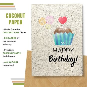 Fait à la main respectueux de l'environnement | Lot de 5 cartes d'anniversaire en papier pour graines à planter ou matériau organique Happy Muffin 11