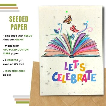 Fait à la main respectueux de l'environnement | Cartes d'anniversaire en papier de graines plantables ou de matières organiques Let's Celebrate Single Card 2