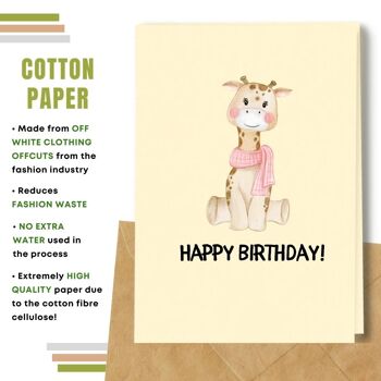Fait à la main respectueux de l'environnement | Graines plantables ou cartes d'anniversaire en papier de matière organique Petite carte simple de girafe 3