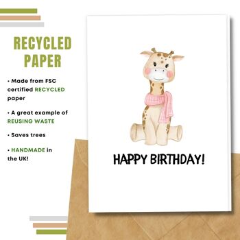 Fait à la main respectueux de l'environnement | Graines plantables ou cartes d'anniversaire en papier de matière organique Petite carte simple de girafe 4