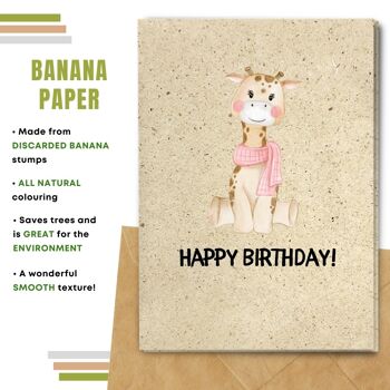 Fait à la main respectueux de l'environnement | Graines plantables ou cartes d'anniversaire en papier de matière organique Petite carte simple de girafe 6