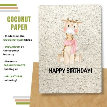 Fait à la main respectueux de l'environnement | Graines plantables ou cartes d'anniversaire en papier de matière organique Petite carte simple de girafe 8