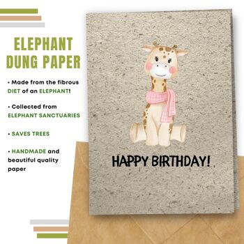 Fait à la main respectueux de l'environnement | Graines plantables ou cartes d'anniversaire en papier de matière organique Petite carte simple de girafe 9