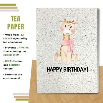 Fait à la main respectueux de l'environnement | Graines plantables ou cartes d'anniversaire en papier de matière organique Petite carte simple de girafe 10