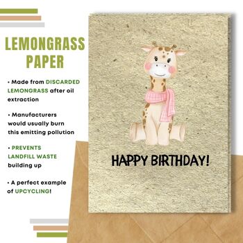 Fait à la main respectueux de l'environnement | Graines plantables ou cartes d'anniversaire en papier de matière organique Petite carte simple de girafe 11