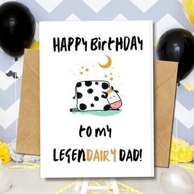 Handmade Eco Friendly | Plantable Seed or Organic Material Paper Birthday Cards Legendairy Dad Pack of 5