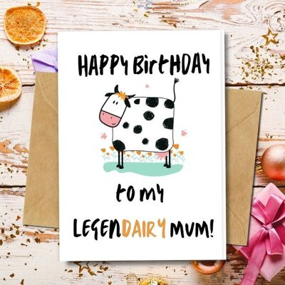 Handmade Eco Friendly | Plantable Seed or Organic Material Paper Birthday Cards Legendairy Mum Pack of 5