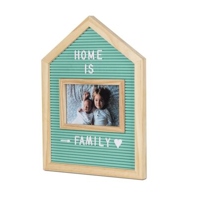 Letter frame & board, Home, 10x15, green, wood