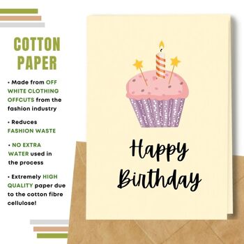 Fait à la main respectueux de l'environnement | Graines plantables ou cartes d'anniversaire en papier de matière organique Rose Cupcake Single Card 3