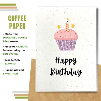 Fait à la main respectueux de l'environnement | Graines plantables ou cartes d'anniversaire en papier de matière organique Rose Cupcake Single Card 5