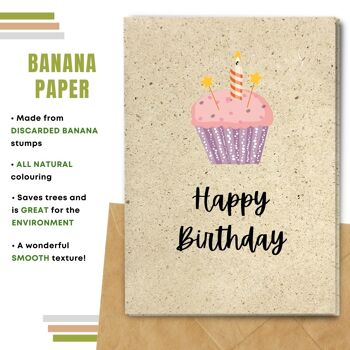 Fait à la main respectueux de l'environnement | Graines plantables ou cartes d'anniversaire en papier de matière organique Rose Cupcake Single Card 7