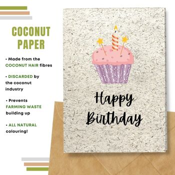 Fait à la main respectueux de l'environnement | Graines plantables ou cartes d'anniversaire en papier de matière organique Rose Cupcake Single Card 9