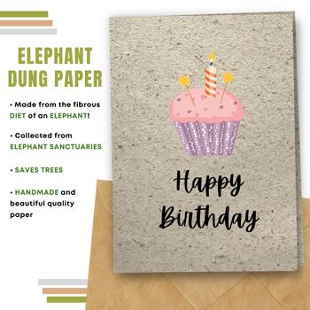Fait à la main respectueux de l'environnement | Graines plantables ou cartes d'anniversaire en papier de matière organique Rose Cupcake Single Card 11