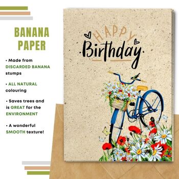 Fait à la main respectueux de l'environnement | Lot de 8 cartes d'anniversaire en papier pour graines à planter ou matériau organique Poppy Daisy et Bike 4