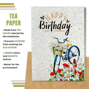 Fait à la main respectueux de l'environnement | Lot de 8 cartes d'anniversaire en papier pour graines à planter ou matériau organique Poppy Daisy et Bike 11