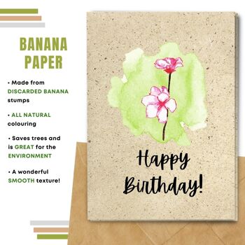 Fait à la main respectueux de l'environnement | Graines plantables ou cartes d'anniversaire en papier de matière organique Carte simple de fleur rose 6