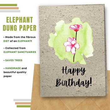 Fait à la main respectueux de l'environnement | Graines plantables ou cartes d'anniversaire en papier de matière organique Carte simple de fleur rose 7